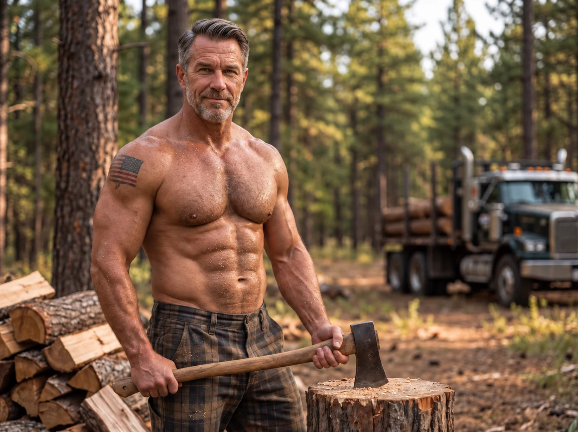 MARCH — THE LUMBERJACK — Hell of a Man 2027 calendar page