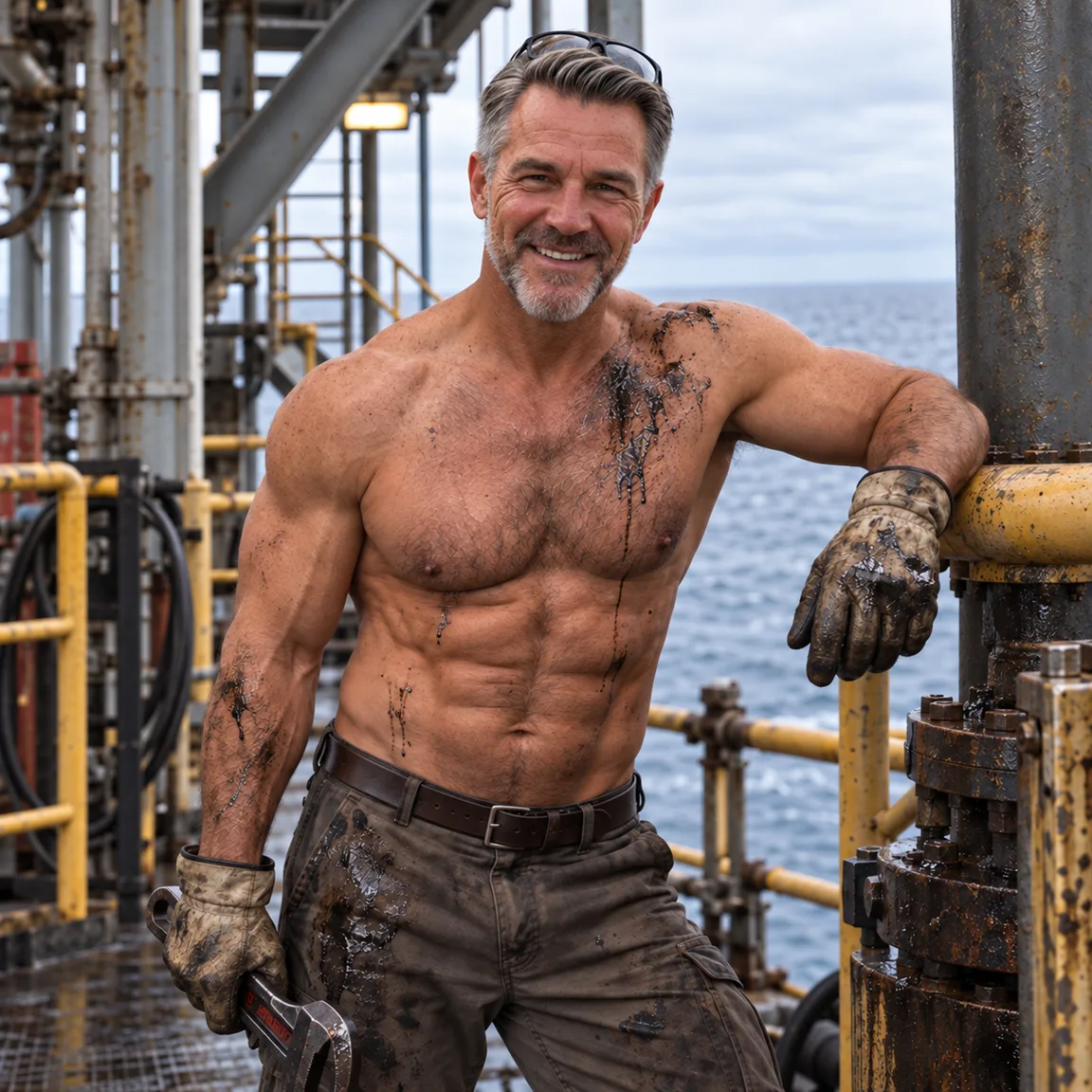 FEBRUARY — THE OIL RIG WORKER — Hell of a Man 2027 calendar page