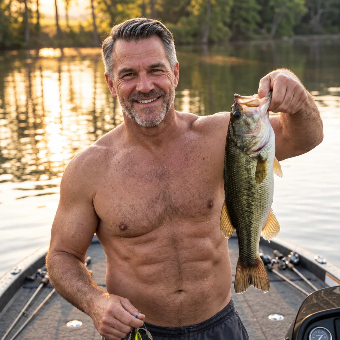 AUGUST — THE BASS FISHERMAN — Hell of a Man 2027 calendar page